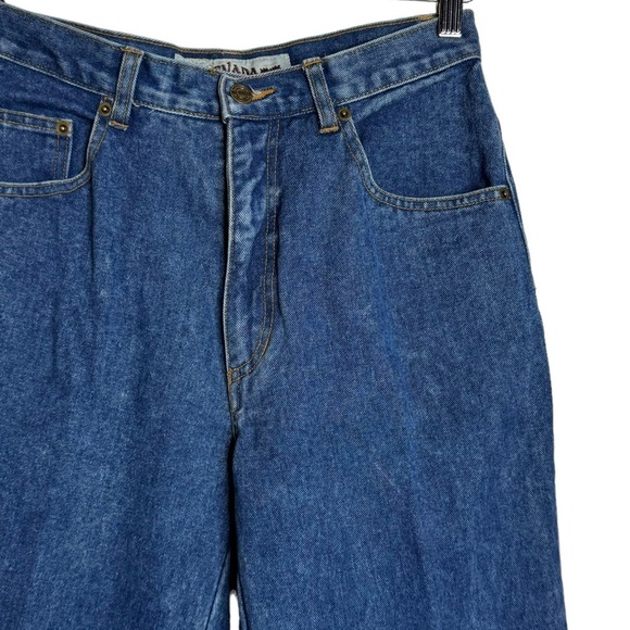 Nevada Vintage High Rise Tapered Leg Rigid Denim Dark Blue Wash Jeans 12 - Picture 6 of 15